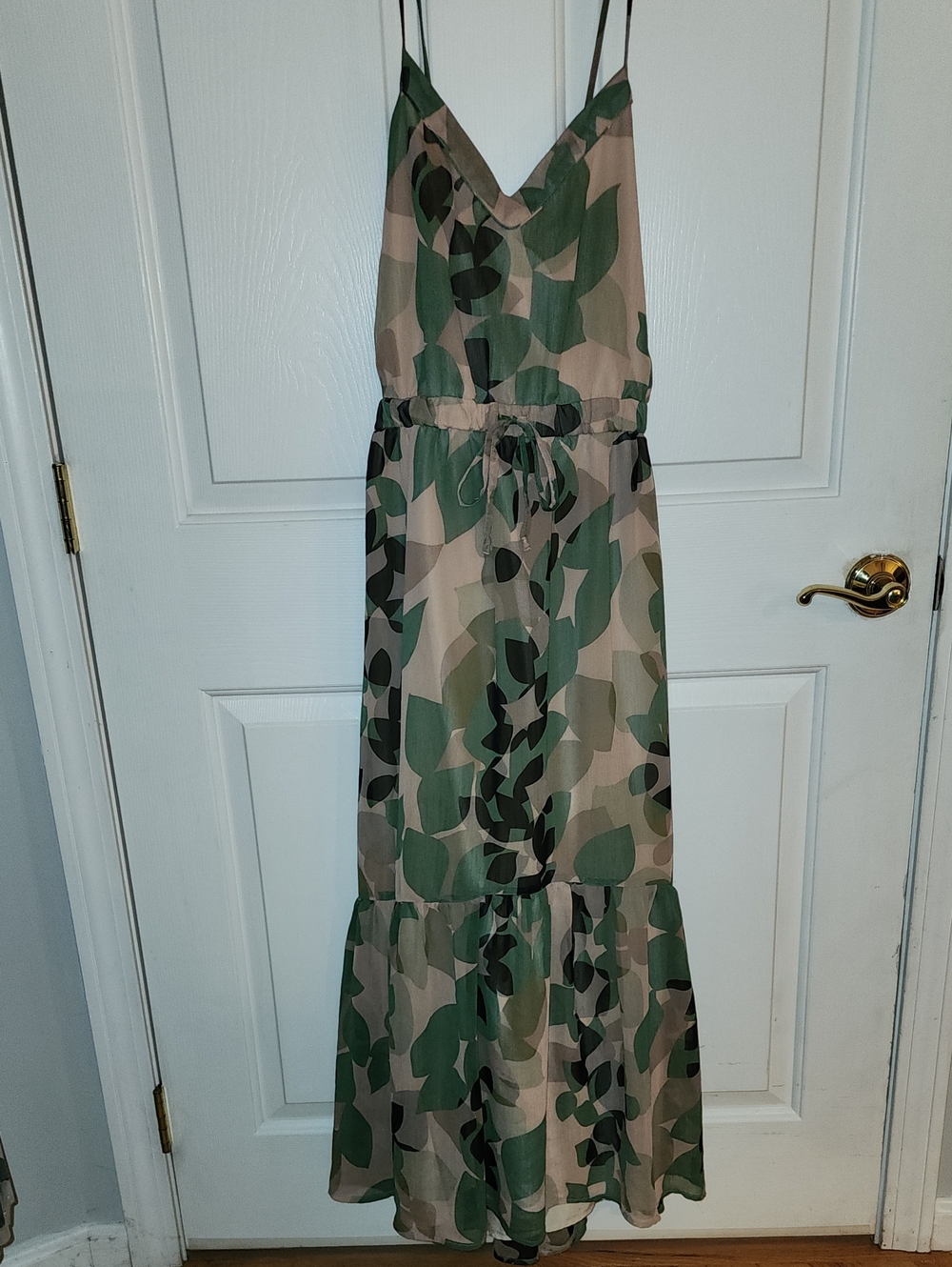 GAP Green and Beige Floral Maxi Dress